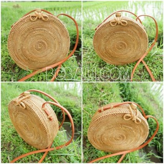 circle bag ata grass hand woven flower strap handmade